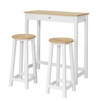 SoBuy Set de 1 mesa y 2 taburetes mdf blanco
