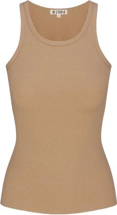 Éterne Geribbelde tanktop met hoge hals - Bruin