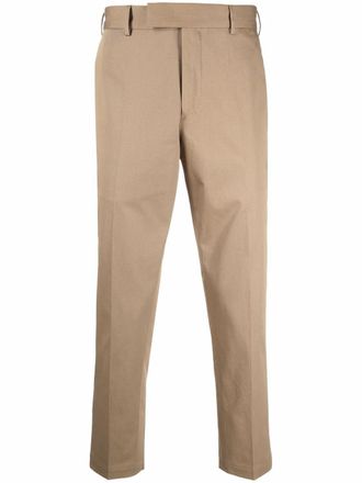 Pantaloni Torino cropped tapered chinos - men - Spandex/Elastane/Cotton - 46 - Brown