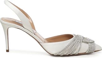 Aquazzura Schoenen, Dames, Wit, 38 EU, Satijn, Witte Satijnen Slip-On Stiletto Hakken