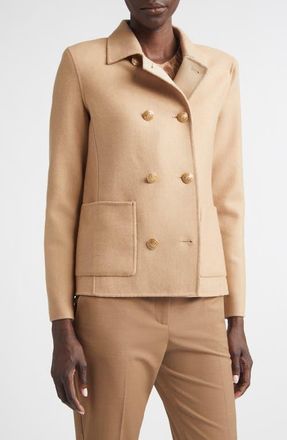 St. John Double Breasted Wool & Cashmere Double Face Twill Coat in Camel/caramel at Nordstrom, Size 12