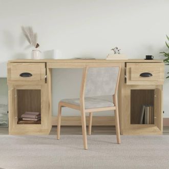 Berkfield Home Elegant Desk with Cabinet Sonoma Oak Engineered Wood in Brown