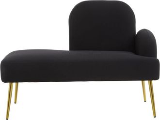 Premier Housewares Interiors by Premier Black Left Arm Chaise Lounge, Modern Luxury Black and Gold Chaise Lounge, Contemporary Chaise Lounge Sofa