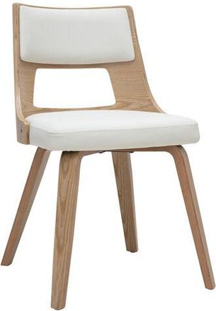 Miliboo Silla Escandinava Blanca Y Madera Clara Garbo