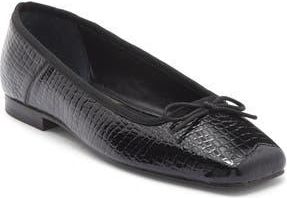 Dolce Vita Anisa Square Toe Flat in Noir Embossed at Nordstrom Rack, Size 10.5