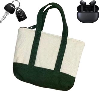 Generic Mini Canvas Tote Bag | Christmas Mini Canvas Compartment Tote,Reusable Grocery Bag | for Daily Commuting Shopping Travel Beach School Office Gym