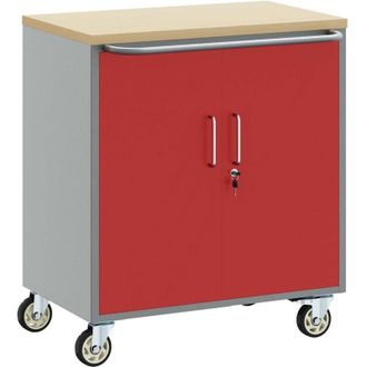 vidaXL Vidaxl - Banco De Trabajo Con Rueda Rojo Y Gris 75 X 45 X 85 Cm