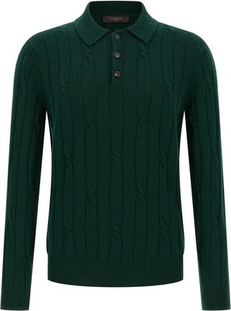 Zanone Gebreide wollen poloshirt - Heren - Polos - Groen - XL - Wol - Tops