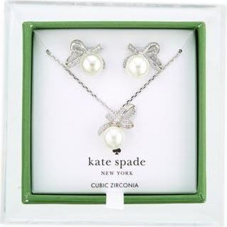Kate Spade New York all tied up pendant necklace and stud earrings set in Cream/Silver. at Nordstrom Rack