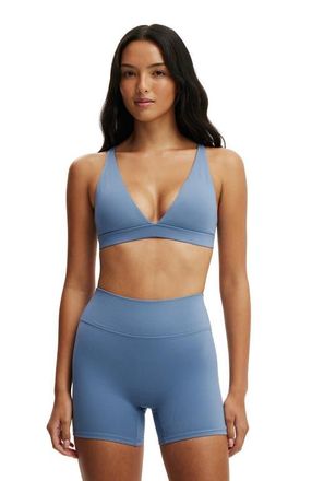 Cotton On Womens Active Ultra Soft Deep Plunge Cross Back Crop in Infinity Blue at Nordstrom, Size Medium