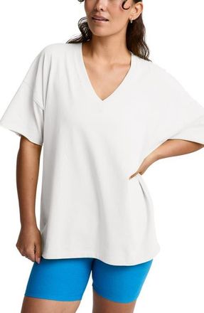 Beyond Yoga SoftKnit Better Than Ever Oversize V-Neck T-Shirt in Crisp White at Nordstrom, Size X-Small