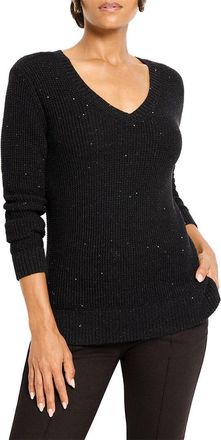 Nic+Zoe NIC+ZOE Shimmer Waffle V-Neck Sweater
