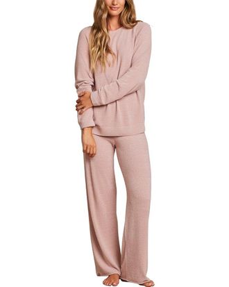 Barefoot Dreams 2Pc Jersey Roll Pullover & Wide Leg Pant Set