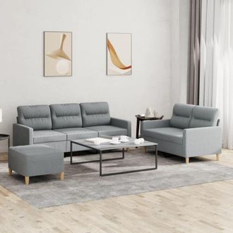vidaXL Vidaxl - Juego De Sof&aacute;s Con Cojines 3 Piezas Tela Gris Claro