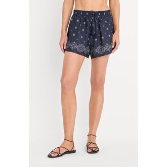 Good American The Recess Drawstring Shorts in Bandana at Nordstrom, Size 3X-Large