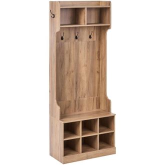 Beliani Shoe Storage with Coat Rack GINDAGAI Light Brown