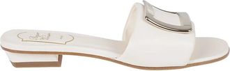 Roger Vivier RV Padded Leather Mules - Dames - Sandalen - Wit - 38 EU - Leer - Schoenen