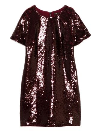 Maje sequin-embellished short-sleeve dress - women - Polyester/Elastane/Polyester - 36 - Red