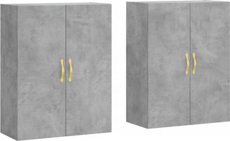 vidaXL Armario De Pared 2 Unidades Gris Hormig&oacute;n 69,5x34x90 Cm Vidaxl