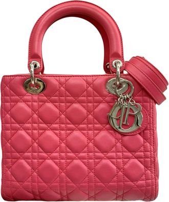 Dior Medium Pink Lambskin Cannage Lady Dior