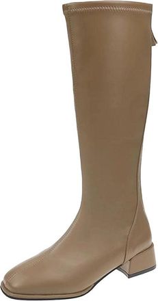 Generic Womens Riding Boots Belt Buckle Thick Heel Slip On Knight Boots