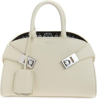 Ferragamo Mini Hug Leather Top Handle Bag in Mascarpone at Nordstrom