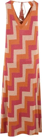 Akep Zig-Zag Jacquard Lurex Lange Jurk - Dames - Maxi kleedjes - Veelkleurig - S - Kleedjes