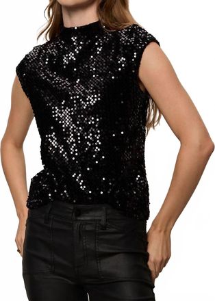 Sanctuary Funnel Neck Sequin Top In Black