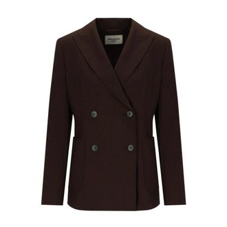 Max Mara Ornati Double-Breasted Blazer - Dames - Jassen - Bruin - Maat: S Zijde