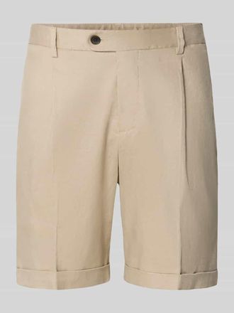 Profuomo Bermudas aus Leinen-Mix mit Ges&auml;&szlig;taschen in Beige, Gr&ouml;&szlig;e 46