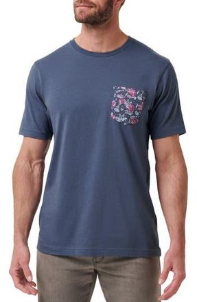 Travis Mathew Flourish Floral Pocket T-Shirt in Mood Indigo/Vintage Indigo at Nordstrom Rack, Size Xx-Large