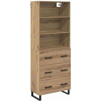 vidaXL Aparador Alto Con Caj&oacute;n Roble Artesanal 69,5 X 34 X 180 Cm Vidaxl