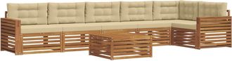 vidaXL Conjunto De Sof&aacute;s De Exterior 7 Uds. Natural Y Beige Vidaxl