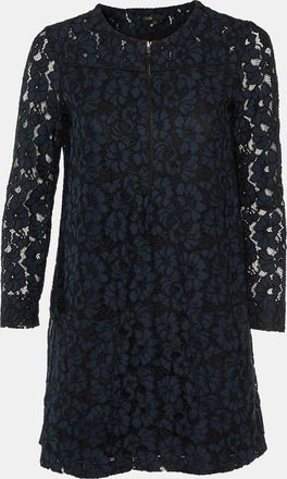 Maje Navy Blue Floral Lace Shift Dress