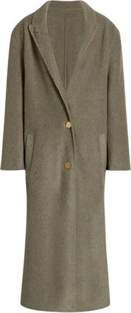 Alberta Ferretti Jassen, Dames, Groen, S, Wol, Wool Silk Long Suit Coat