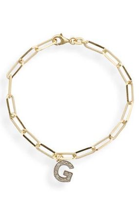 Meshmerise Diamond Initial Charm Bracelet in Yellow-G at Nordstrom Rack