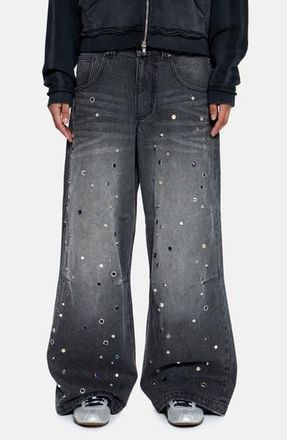 Jaded London Trixa Jewel Studded Colossus Jeans in Black at Nordstrom Rack, Size 24