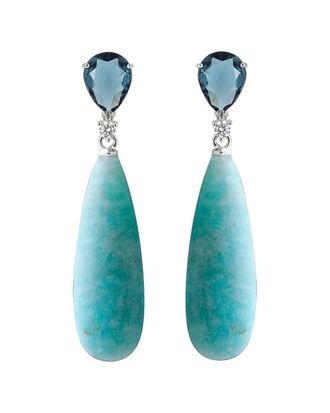 Liv Oliver 18K Plated 59.25 Ct. Tw. Amazonite, Quartz Elongated Drop Earrings