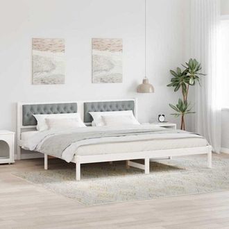 vidaXL Bed Frame Light Grey 200 x 200 cm Solid Pine Wood vidaXL