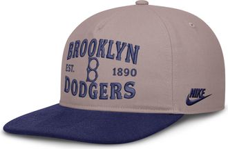 Nike Brooklyn Dodgers Cooperstown Pro Nike Mens MLB A-Frame Adjustable Hat in Brown | NB1B0KJ9KB-HG2