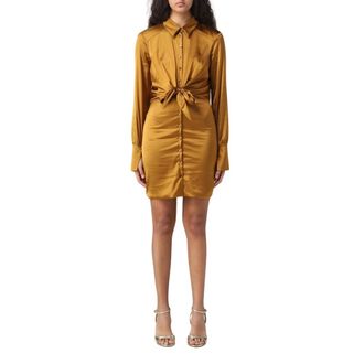 Patrizia Pepe Elegant Satin Shirt Dress with Tie