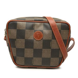 Fendi Pre-owned Fendi Pequin Coated Canvas Checkboard Crossbody Ladies X06Q6H7LETLKAGUH
