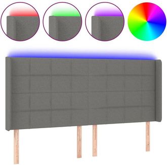 vidaXL Cabecero Con Led De Tela Gris Oscuro 163x16x118/128 Cm Vidaxl