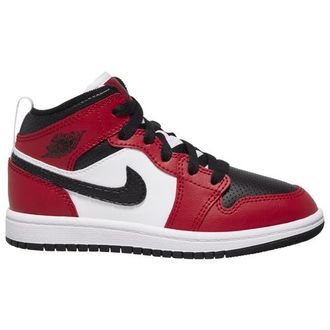 Nike Jordan Boys AJ 1 Mid - Preschool Basketball Shoes - Black / Gym Red / Black Size 10.5