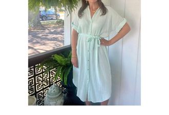 Sundry Gauze Shirt Dress In Mint