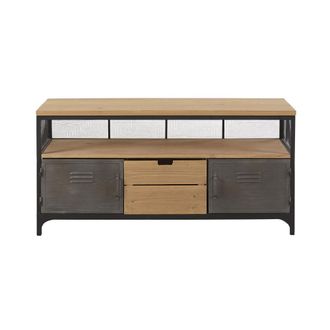 Maisons du monde Mueble de TV industrial con 1 caj&oacute;n y 2 puertas de abeto y metal 120 cm