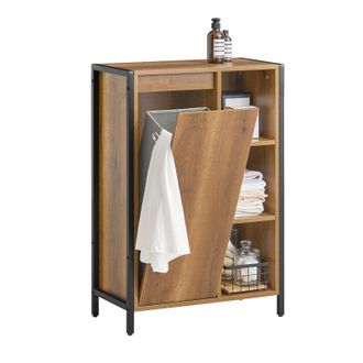 SoBuy Armario De Ba&ntilde;o Cesto Para Ropa Sucia Con Un Cesto Y 3 Estantes 60 X 30 X 90 Cm Bzr65-pf Sobuy Es