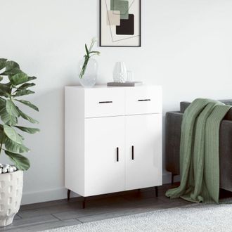 vidaXL Credenza 69,5x34x90 cm in Legno Multistrato Bianco Lucido - Vidaxl