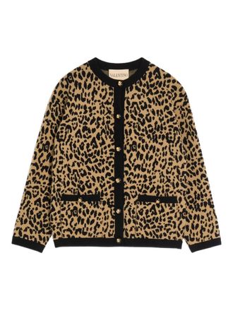 Valentino Garavani animal-print wool cardigan - women - Virgin Wool - S - Neutrals