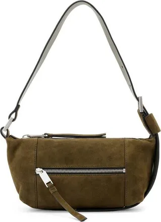 AllSaints Mini Vega Suede Shoulder Bag in Olive Green at Nordstrom